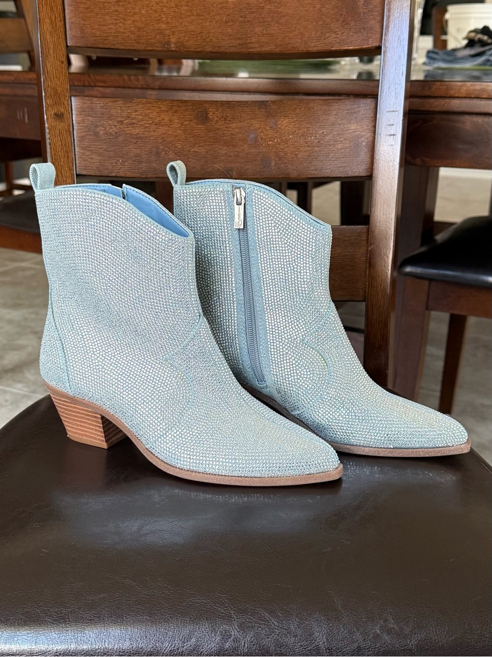 Jessica Simpson Light Blue Embellished Ankle Boots